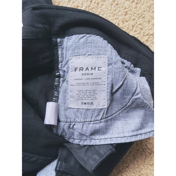 FRAME Le Skinny De Jeanne Raw Stagger Mid Rise Cropped Skinny Jeans Black 24 - Picture 6 of 7